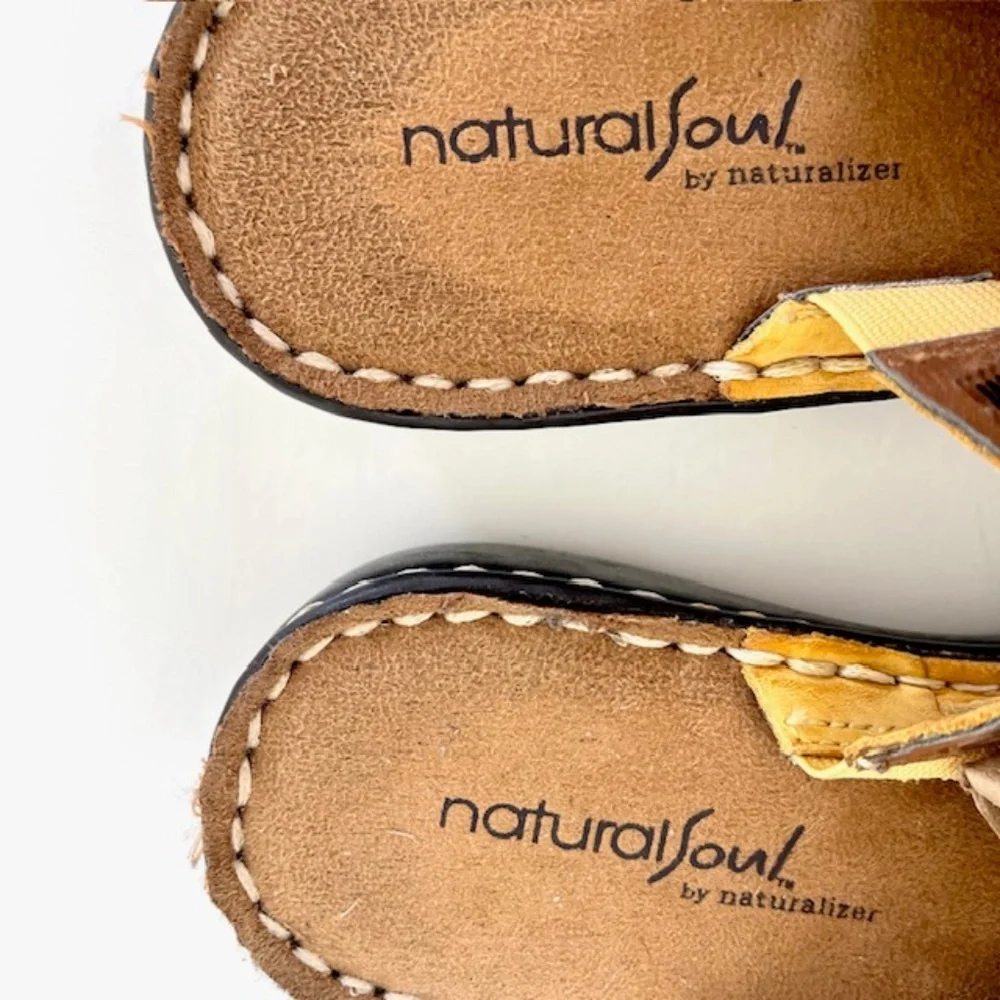Natural Soul by Naturalizer Yellow Leather Sandals Size 7M - Picture 6 of 7
